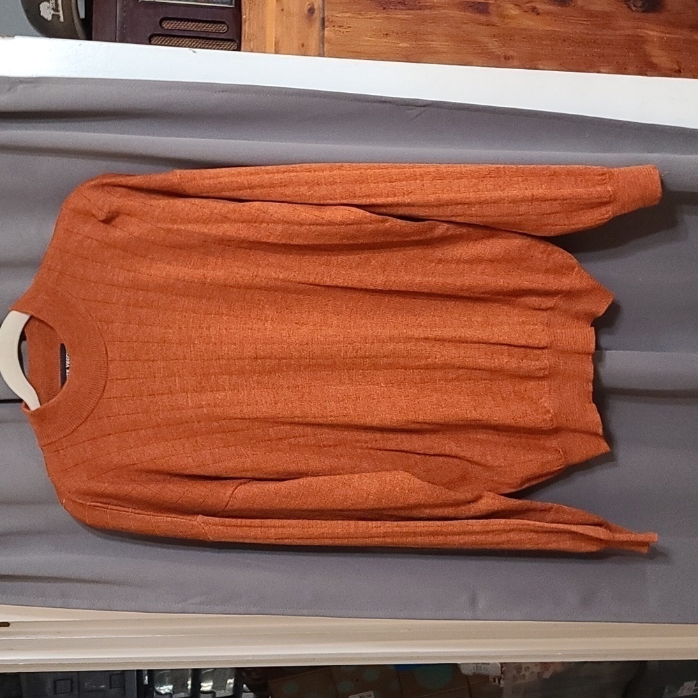 Ponte Vecchio Italy 100%Fine Merino Wool Mens Sweater Crew Neck Rust Size L EUC